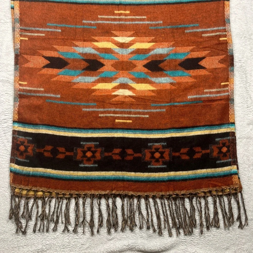 El Paso Saddleblanket Co Table Runner 40x27 Rust Geometric Southwestern